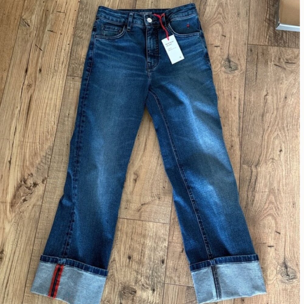 Mersea Bessie Straight Leg Cuffed Jeans in "Faded Ink" Size 25. NWT!! - Picture 6 of 7